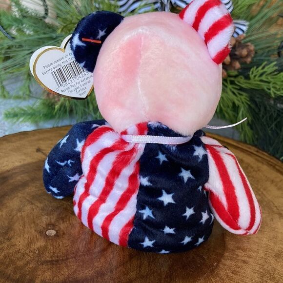 Ty Beanie  Sparkle The American Bear Pink Face Retired Birthday June 14, 1999 - Picture 6 of 12
